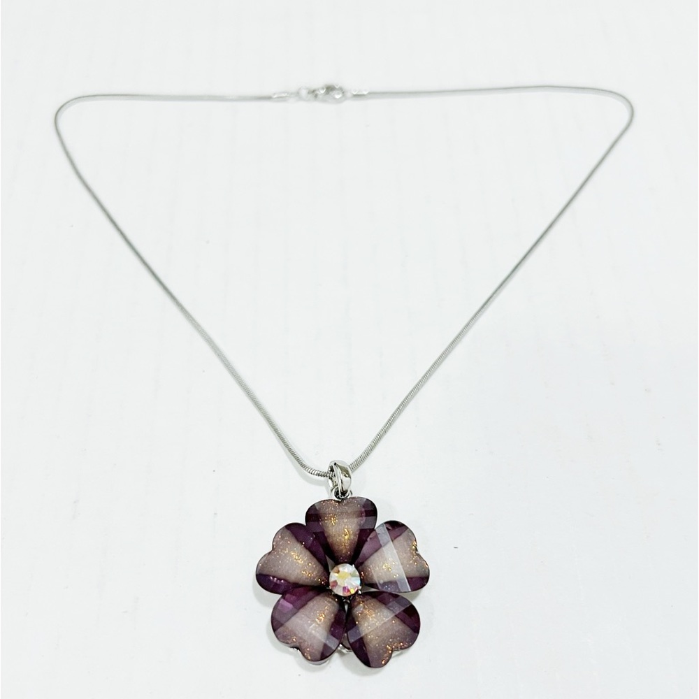 Mixit Silver-tone Chain Purple heart Stones Women's Necklace
